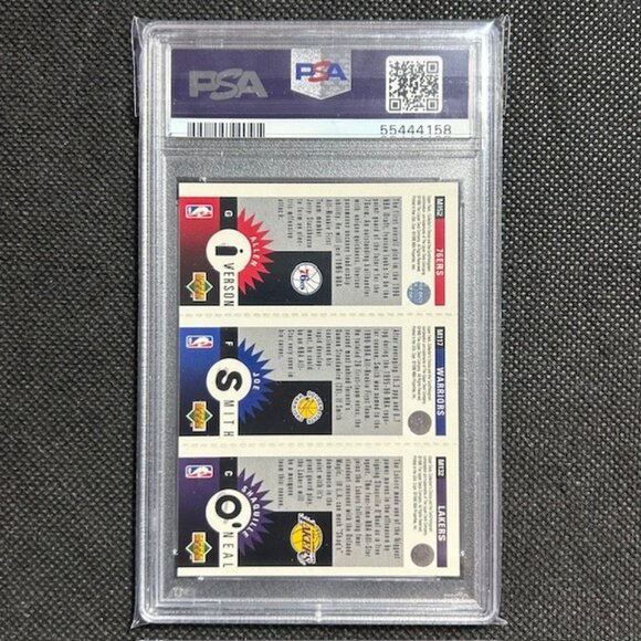 1996-97 Collectors Choice Mini II Allen Iverson Shaquille O'Neal PSA 10 Gem Mint - Picture 2 of 2